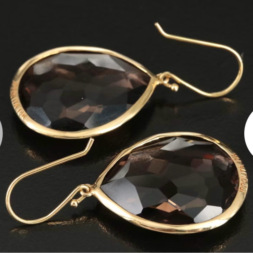 IPPOLITA Rock Candy 18K Gold Smoky Quartz Teardrop Earrings - Picture 2 of 6